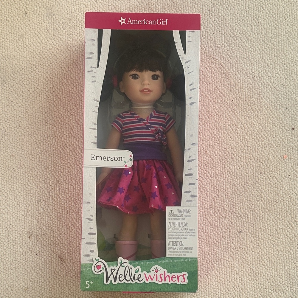 American Girl Emerson WellieWishers Doll in Pink and Purple Outfit-NIB
